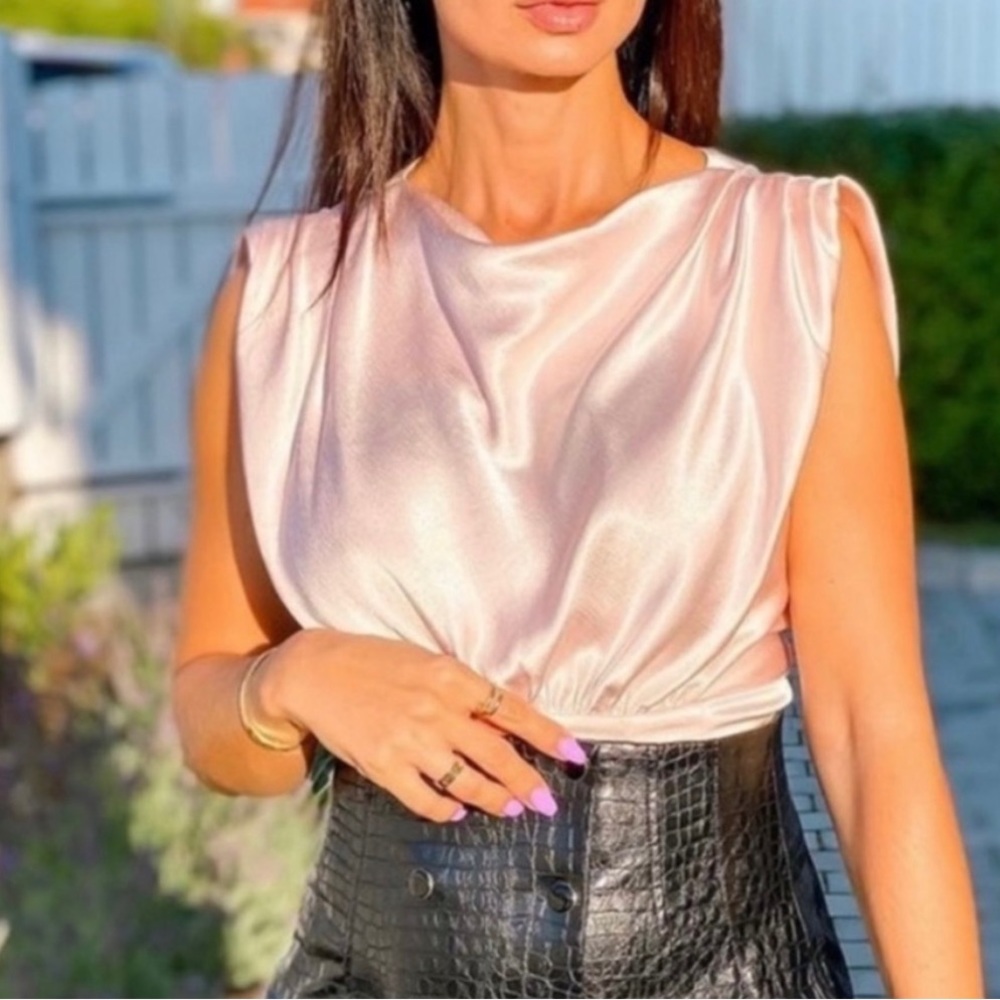 ZARA PINK SATIN BODYSUIT NWT